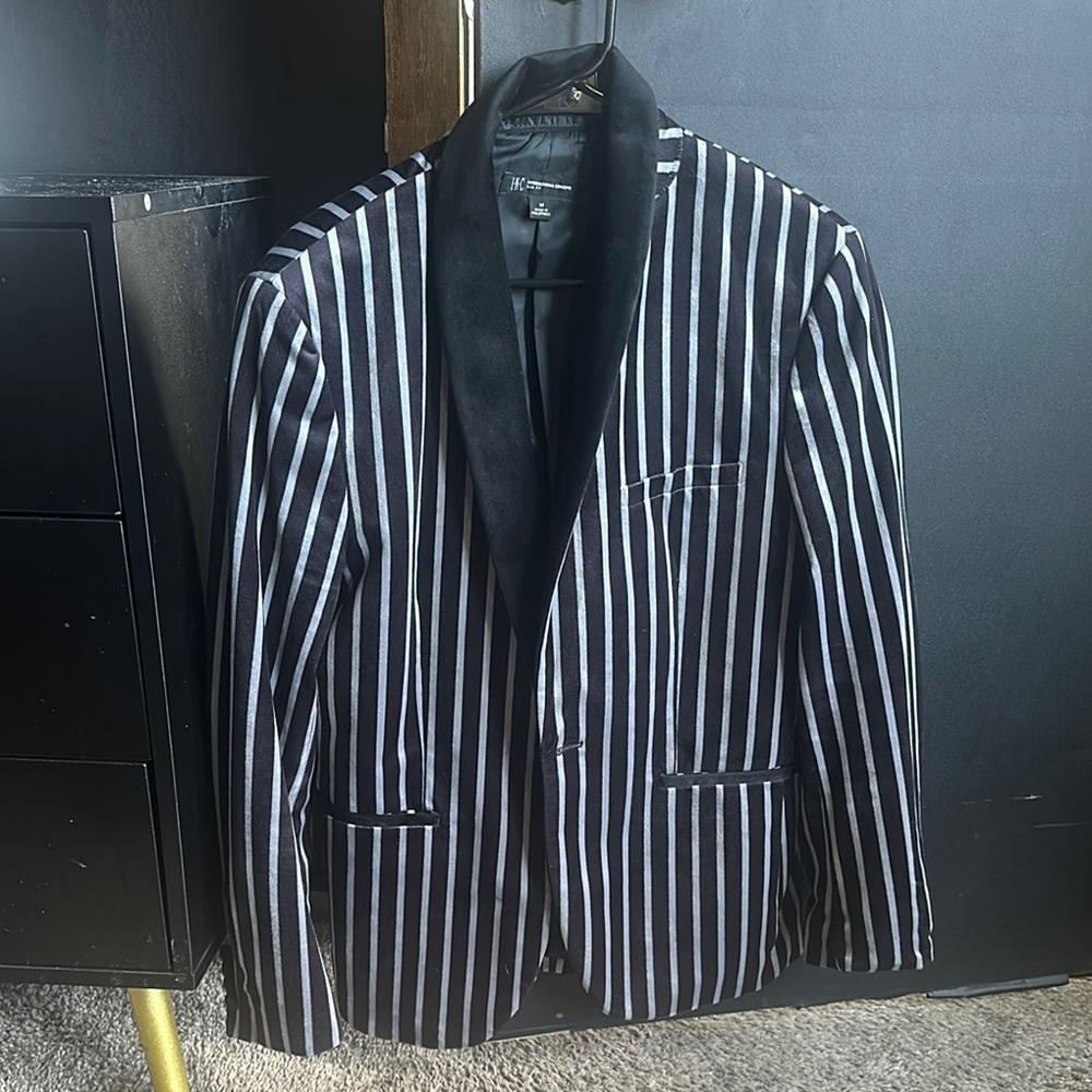 INC International Concepts Black and White Striped Blazer
